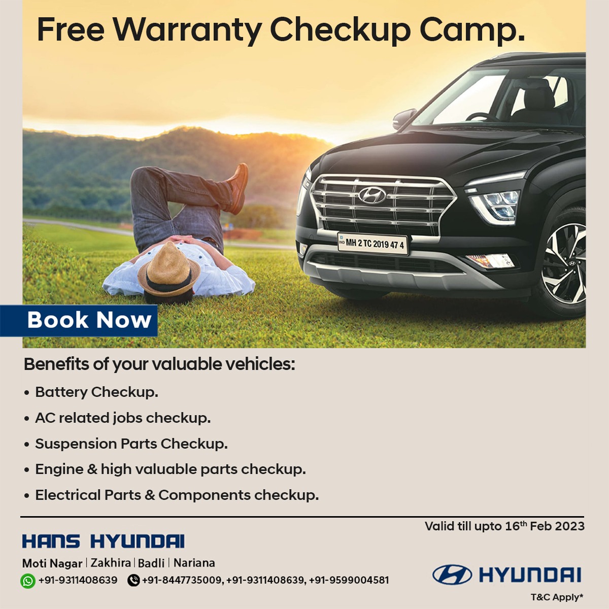 Free Warranty Checkup Camp. Car Offers