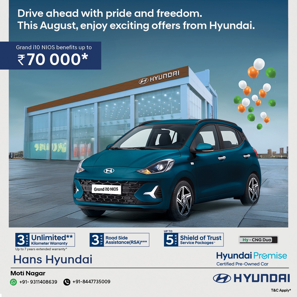August Offers on Grand i10 NIOS – Save up to ₹70,000! Car Offers